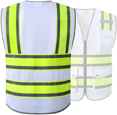JKSafety Safety Vest for Men Women Reflective Hi Vis JK901 White 2XL - Image 2
