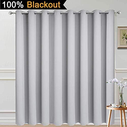 Yakamok Light Grey Blackout Patio Door Curtain Panels W100 x L96, 1 Panel - Image 2