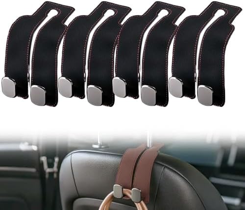 Car Seat Headrest Hooks for Purses and Bags Coat, Leather Car Bag Purse Holder by SANTIFY