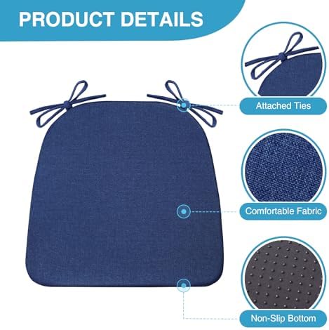 IASEAHK Chair Cushions for Dining Chairs Set of 6, Non Slip Kitchen Chair Pads - Image 2