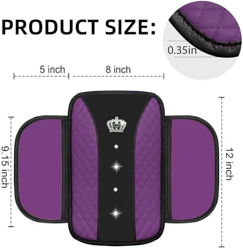 NBTEPEM 10 Pcs Bling Purple Car Floor Mats Set, Leather Purple Steering Wheel - Image 6