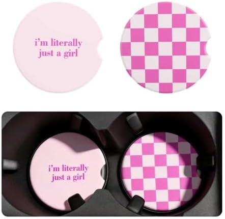 Car Cup Coasters 2-in-1 Style Set, 2.75-Inch Checkered Cup Holder Coasters by VKQTS