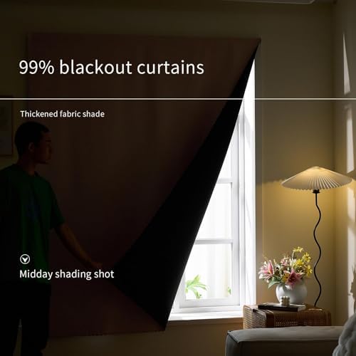 AJAZZ 100% Blackout Stick Curtain Portable Black Out Curtains Adhesive Curtains - Image 2