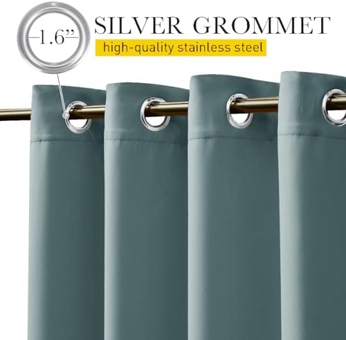 NICETOWN 2 Panels Thermal Outdoor Curtains Windproof W52xL72 Greyish Blue - Image 5
