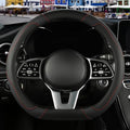 Black Microfiber Leather D Shaped Steering Wheel Cover by Binsheo