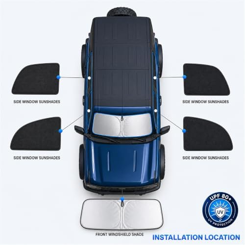 9PCS Window Shades for Ford Bronco Sport 2020-2025, Full Set Windshield Side - Image 6