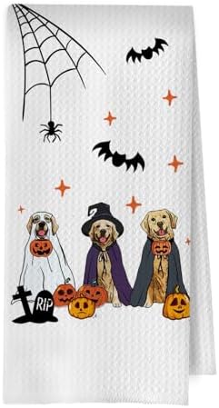 Halloween Golden Retriever Kitchen Towels by Unknown