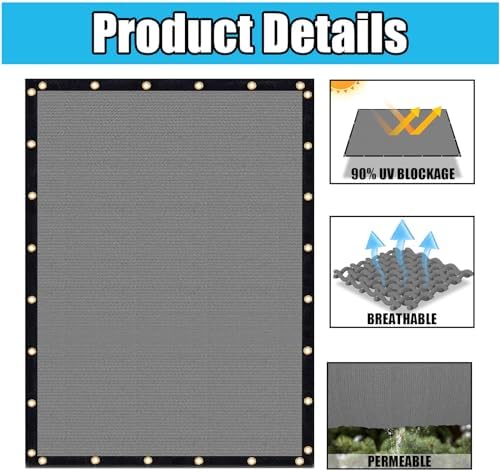 Amagenix 90% Shade Fabric 5'X 17' Gray Sun Shade Cloth - Image 3
