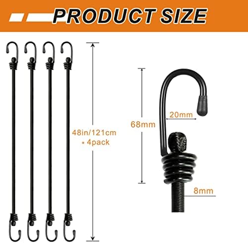 BEXSLE Bungee Cords with Hooks, Heavy Duty Outdoor Elastic Bungee Straps，No - Image 5