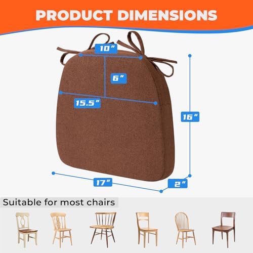Sunsleek Chair Cushions for Dining Chairs D-Shaped Seat Cushions Chair Pads - Image 2