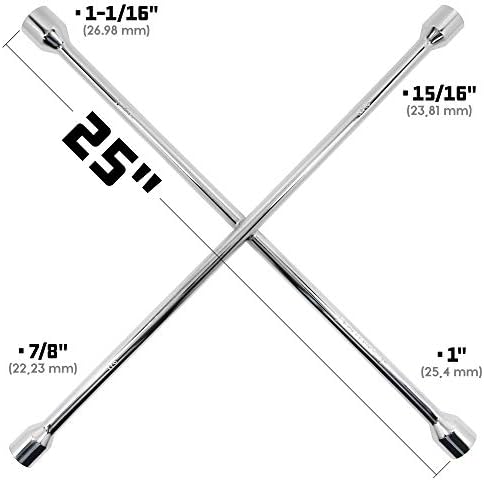 Powerbuilt 25-Inch 4-Way Lug Wrench, Heavy-Duty, Cross Design, Car Tire Repair - Image 2