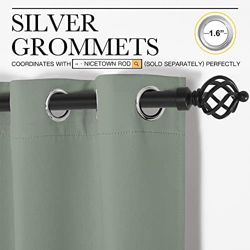 NICETOWN Greyish Green Blackout Curtains 108" Long - Image 3