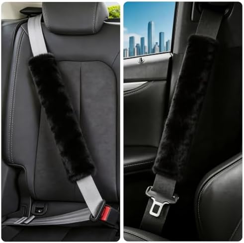 Amooca 15.7in Extra Long Furry Universal Car Seatbelt Cover Shoulder Pad - Image 3