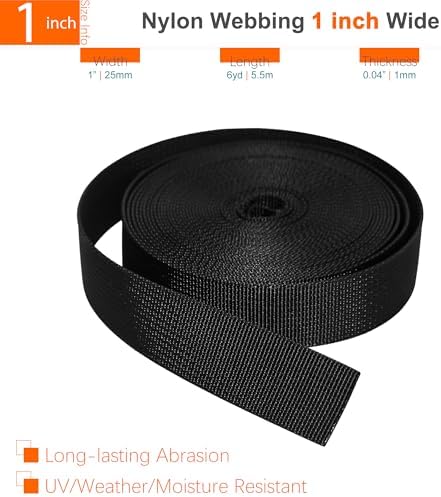 1" Straps and Buckles Set: 6 yard Nylon Webbing 1 inch Wide, 6 pack Side - Image 3