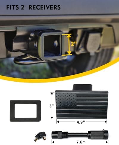 LUMENIX Aluminum Tow Trailer Hitch Cover Heavy Duty 2" Inch Receivers Plug - Image 6