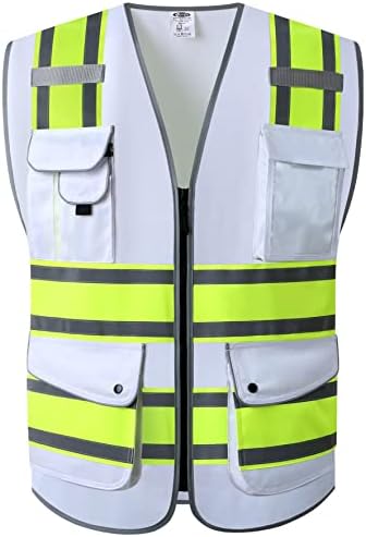 JKSafety Safety Vest for Men Women Reflective Hi Vis JK901 White M by JKSafety