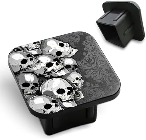 Hitch Cover Fits for 2 Inch Hitch Black and White Skull Floral Trailer Hitch by Unknown