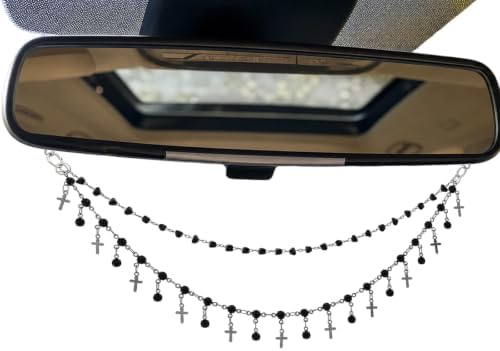 Double Chain Gothic Cross Rear View Mirror Charm Halloween Car Decor Gift by LuneClat