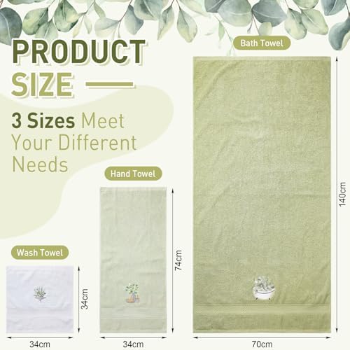 Peryiter 3 Pack Eucalyptus Leaves Decorative Bath Towel Set - Image 2