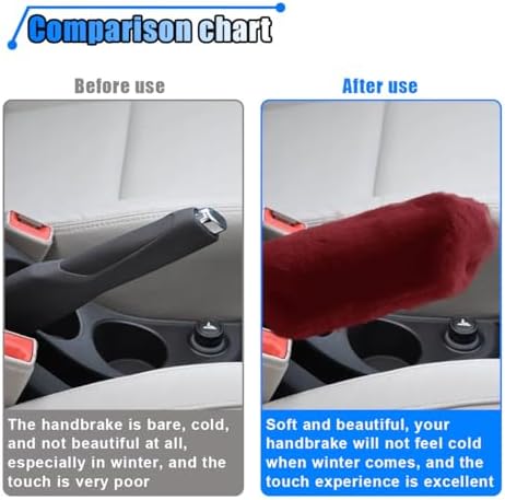 2PCS Plush Car Gear Shift Knob Cover & Handbrake Cover, Soft Fluffy Shift Knob - Image 6