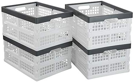 Teyyvn 4-Pack Collapsible Milk Crates, 15L Plastic Stackable Storage Bins by Teyyvn