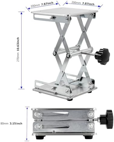 2 Pack 8 x 8 Inch Lab Scissor Jack, Stainless Steel Lab Lift Stand Table - Image 2