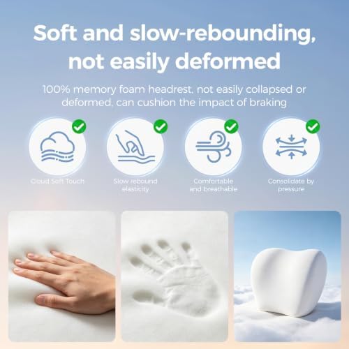 BABUR Car Neck Pillow Ergonomic 100% Memory Foam Headrest - Image 4