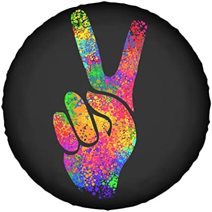 Hippie Two Fingers Symbols Peace Sign Spare Tire Cover Dust-Proof Wheel Tire - Image 6
