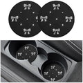 2PCS Car Coasters Rhinestone Bow Cup Holder Pad Anti-Slip Gray by KHGUZ