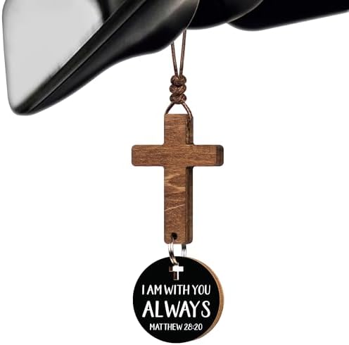 Christian Gifts for Men, Daily Bible Verse Cross for Car Mirror Hanging by DINIZON