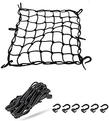 Black 15"x15" Motorcycle Cargo Net Featuring 6 Adjustable Hooks & Tight 2''x2'' by ZMFLL
