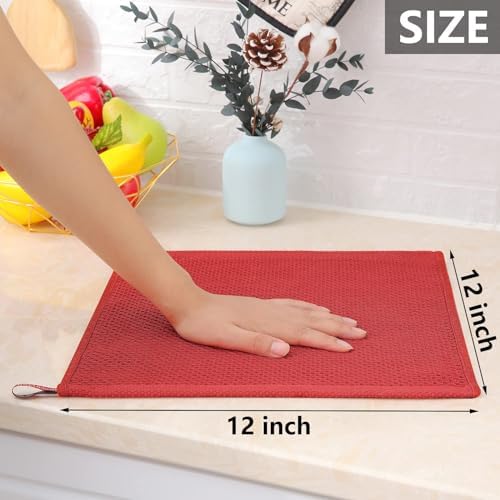 Homaxy 100% Cotton Waffle Weave Kitchen Dish Cloths 8-Pack, Brick Red - Image 5