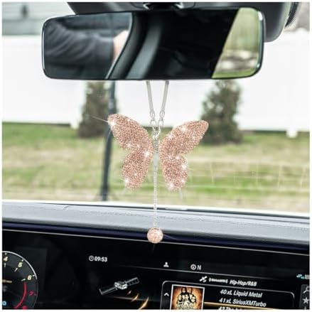 zipelo Rhinestone Butterfly Rearview Mirror Charm by zipelo