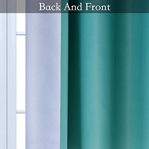 SimpleHome Teal to Grey White Ombre Room Darkening Curtains 96 Inch - Image 5