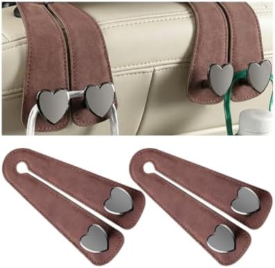 2PCS Car Seat Headrest Hooks, Heart-Shaped Twin Hook Vehicle Seat Back Purse by Unknown