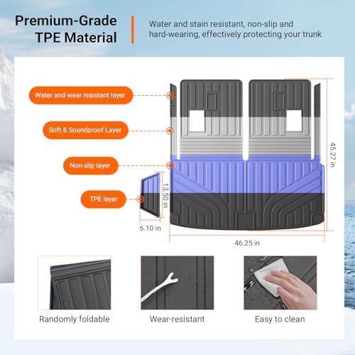powoq Cargo Mat with Backrest Mats Compatible with 2022-2026 Acura MDX - Image 5