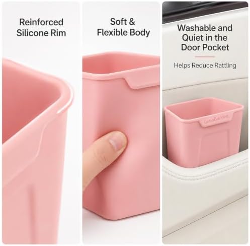 Pink Car Door Trash Can 2 Pack, Mini Silicone Auto Garbage Bin - Image 5