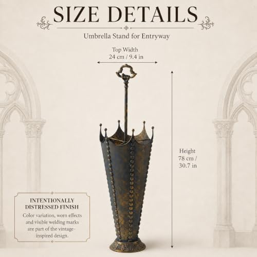 Vintage Umbrella Stand for Entryway, Metal Umbrella Holder - Image 2