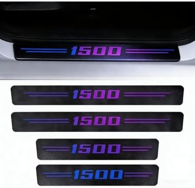 Door Sill Protectors for RAM 1500, Carbon Fiber Leather Style Scuff Plates by Unknown