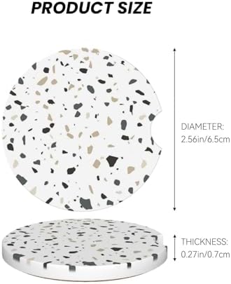 Terrazzo Marble Car Cup Holder Coaster 2 Pack Absorbent Ceramic Car Coasters - Image 4
