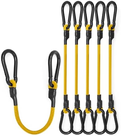 8 Pack 18" Carabiner Bungee Cords Heavy Duty Outdoor, 190 Lb Break Strength by LuckyStraps