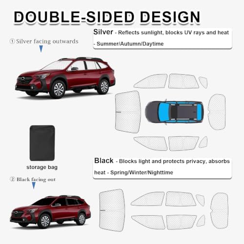 KMF Thicken Sun Shades for Subaru Outback 2020-2025 Accessories, Full Car - Image 5