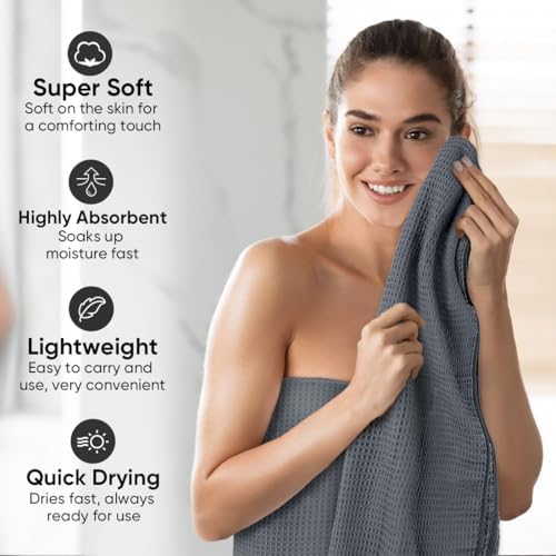 HOMEXCEL Waffle Bath Towels Set of 4 Pack, Waffle Towels - Image 3