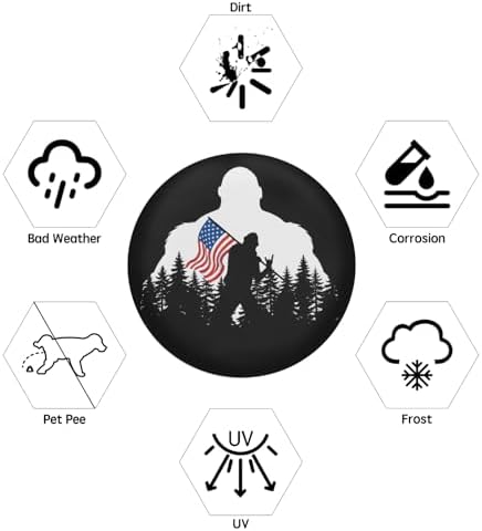 American Flag Spare Tire Cover Bigfoot Hiking Wheel Covers 14 Inch - Image 5