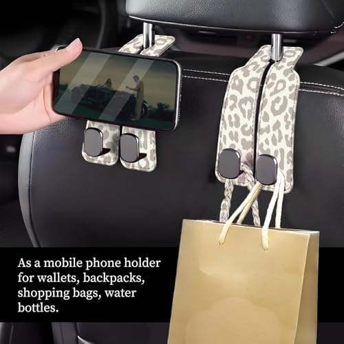 Car Seat Headrest Hook, Universal Leather Cute Hanger Holder Hook, Storage - Image 2
