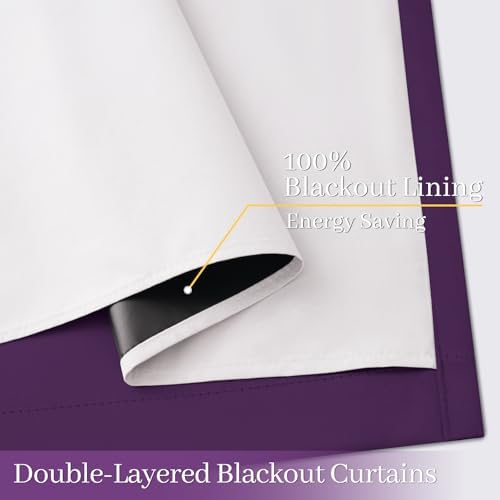 Yakamok Purple 100% Blackout Curtains 63 Inches Long - Image 4