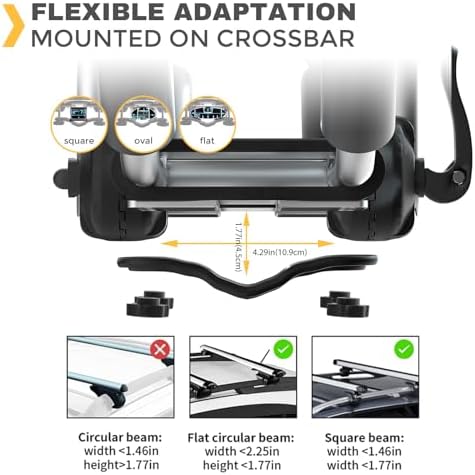 IKURAM R Aluminum Kayak Roof Rack Folding J-Style Universal 4-in-1 - Image 4
