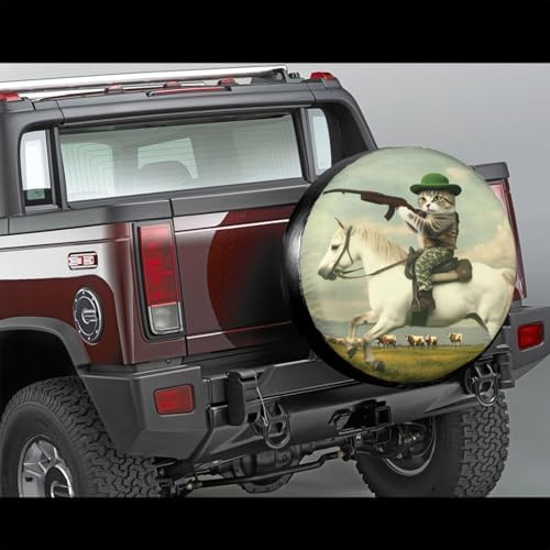 White Horse Cat Hunting Universal Spare Tire Cover, 16 Inch, Cute Waterproof - Image 3