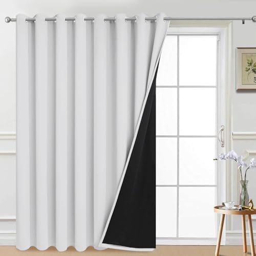 Yakamok Greyish White Blackout Patio Door Curtain Panels W100 x L84, 1 Panel by Yakamok