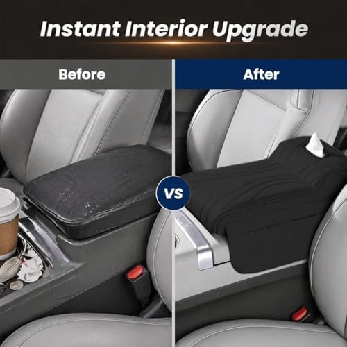 Car Center Console Cover with Tissue Box Holder, Foam Armrest Cover - Image 5